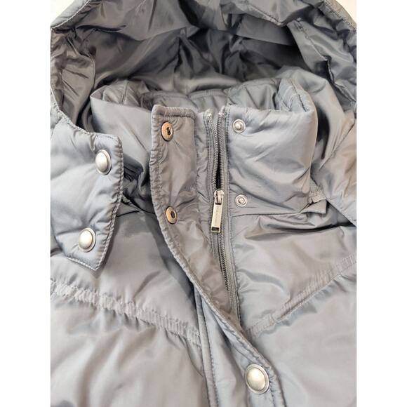 London Fog Women's LG Puffer Jacket Coat Gray Hooded Parka Down And Feather Fill - Picture 10 of 12